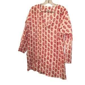 Girl Intuitive pink white CORAL Indian Hand Block Print kurti tunic cove…